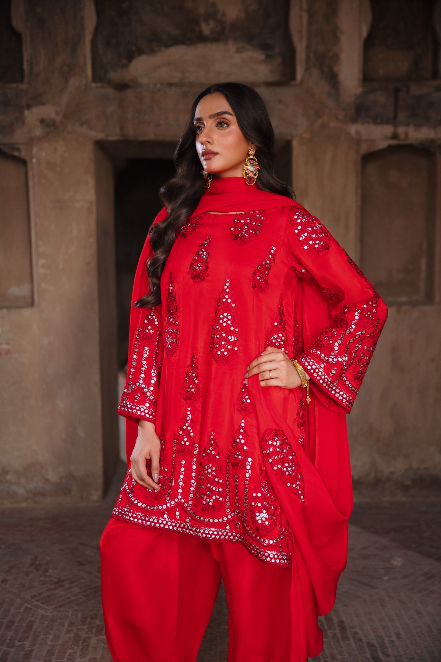 watermelon-red silk