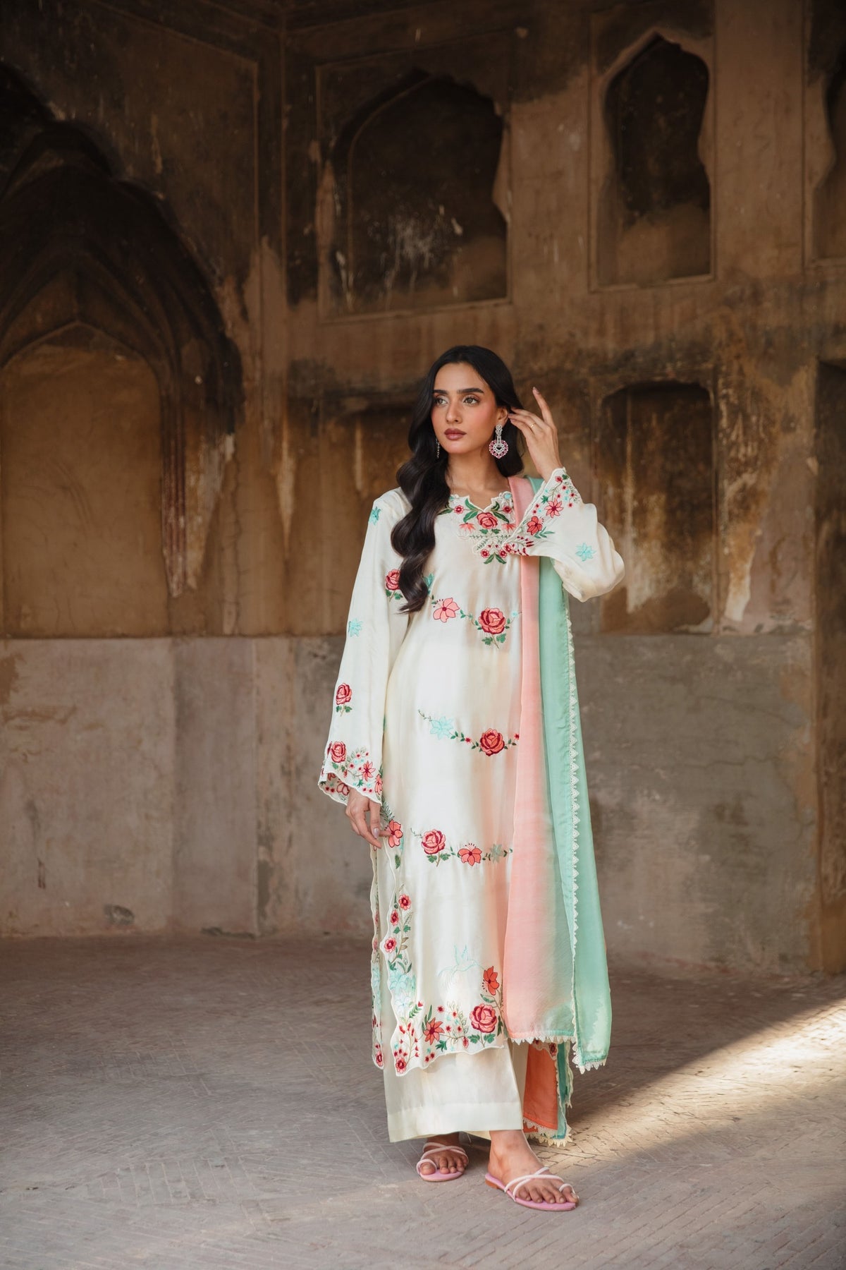 Off‑white tissue silk Outfit