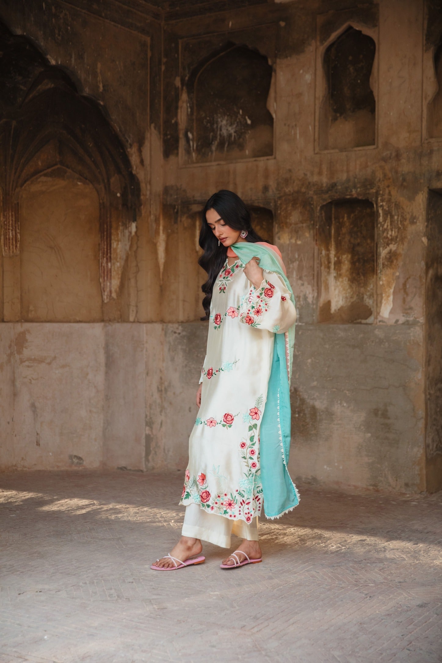 Off‑white tissue silk Outfit