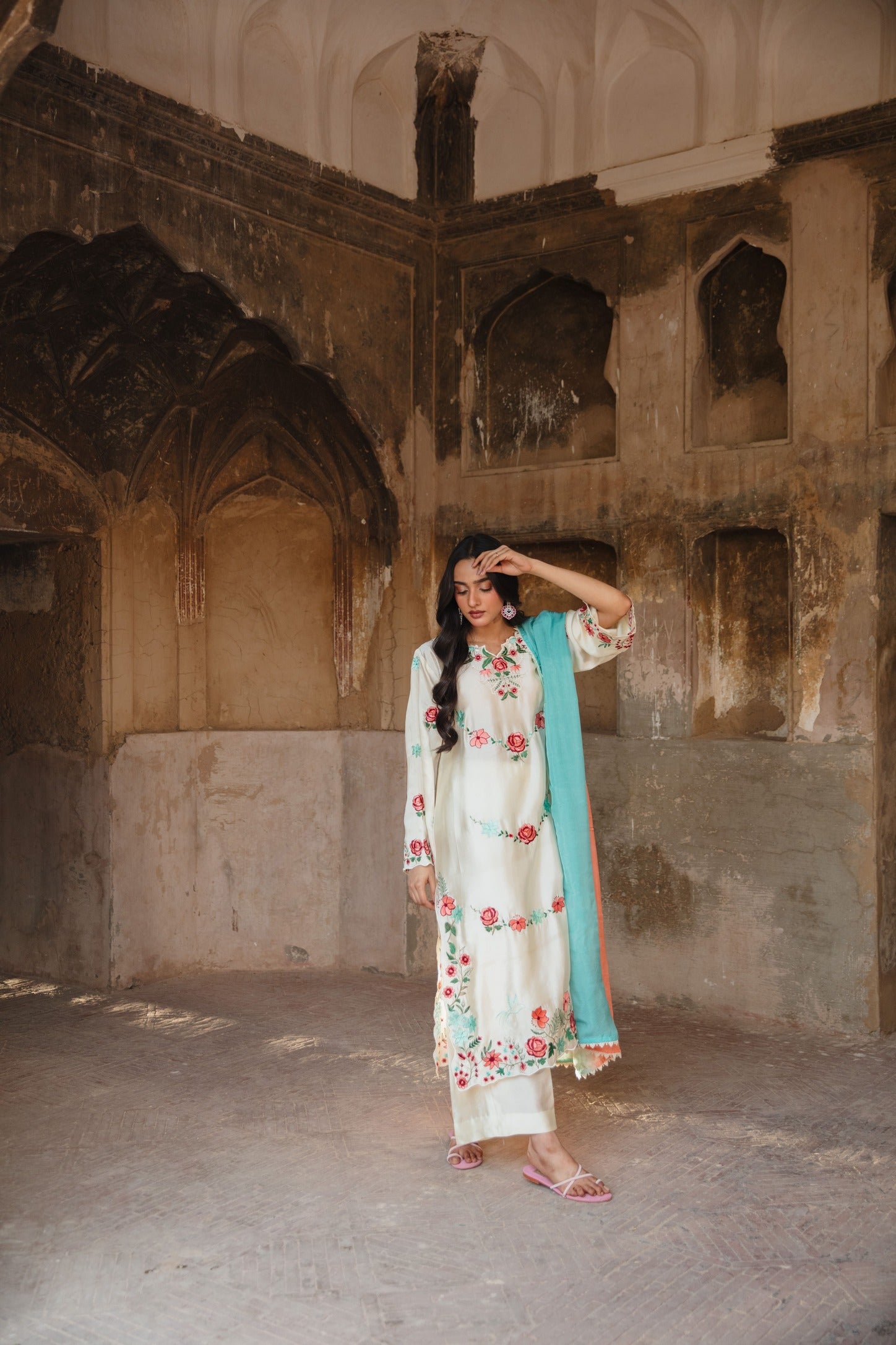 Off‑white tissue silk Outfit