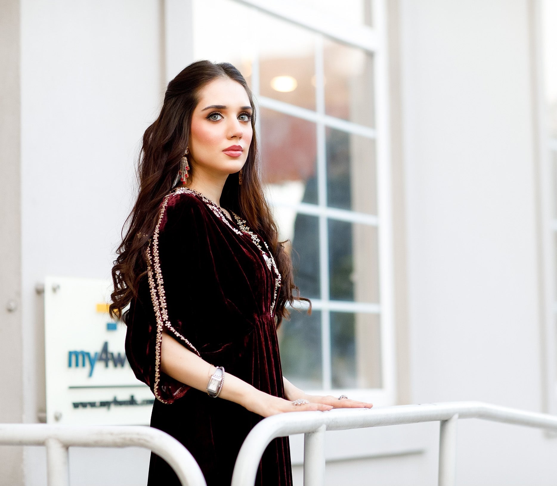 Magenta pure velvet kaftan