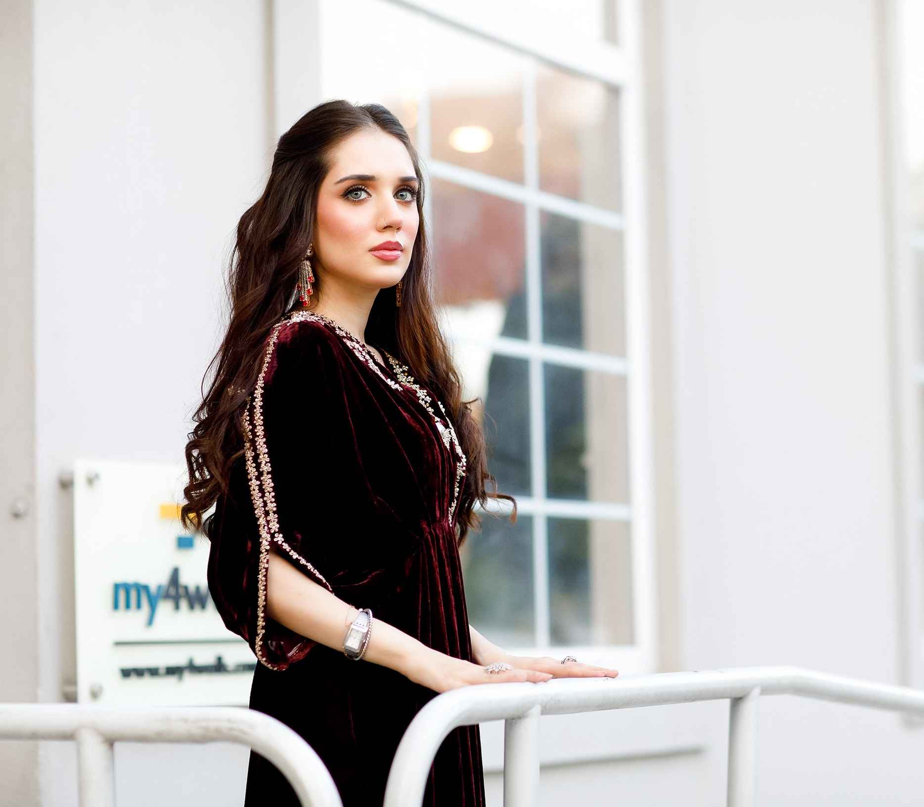 Magenta pure velvet kaftan