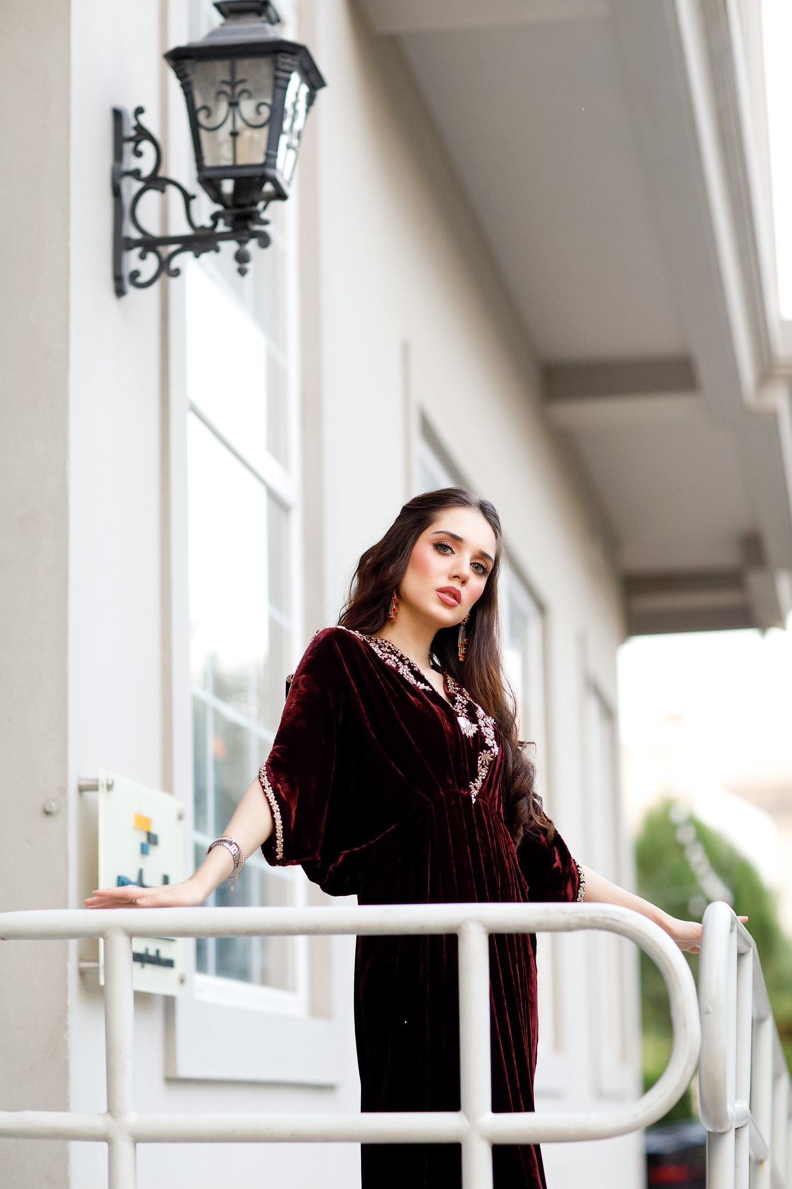 Magenta pure velvet kaftan