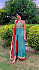 Long Emerald Green Front Open Shirt