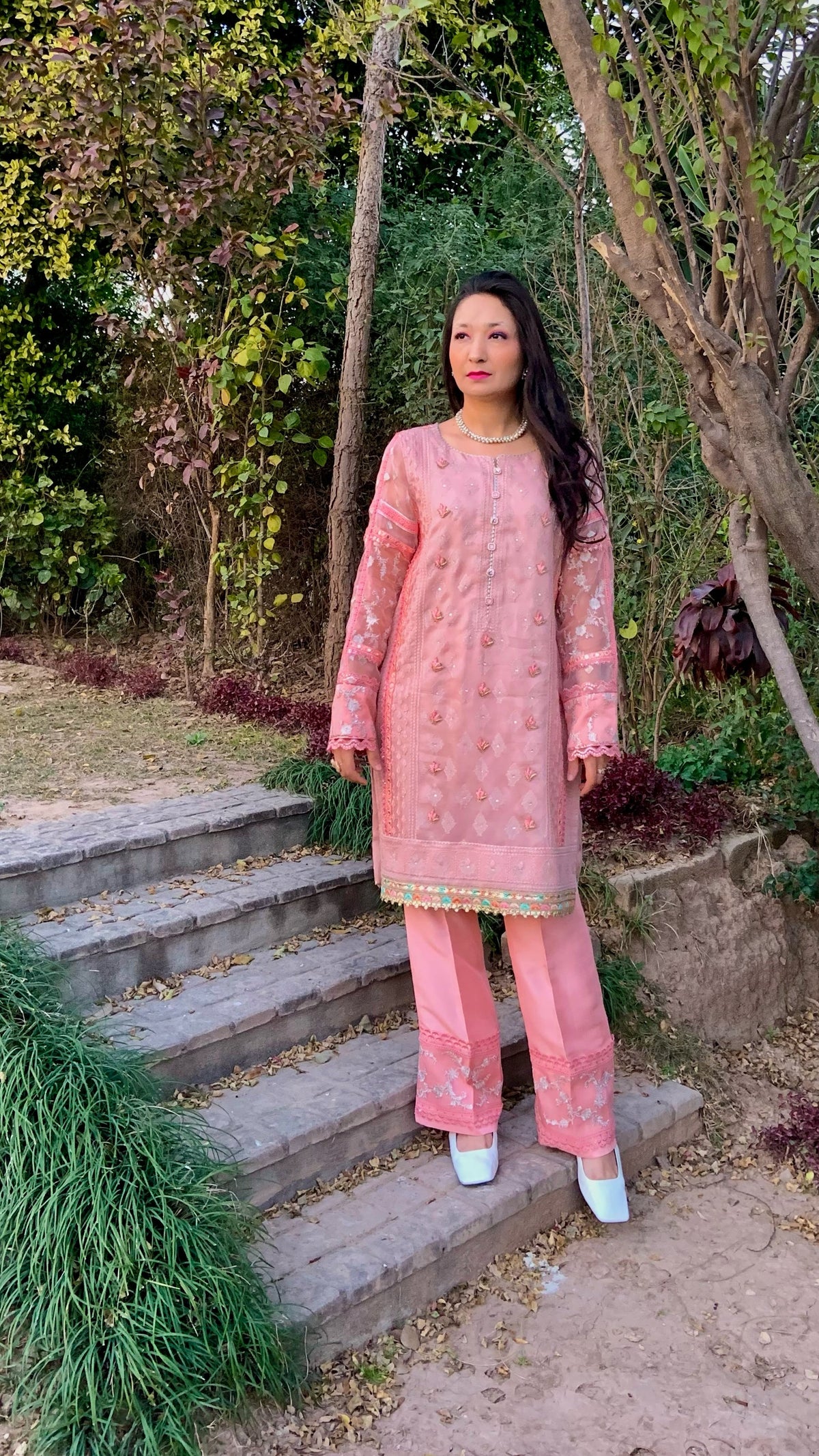 Rose Pink Shirt and Bootcut Trousers