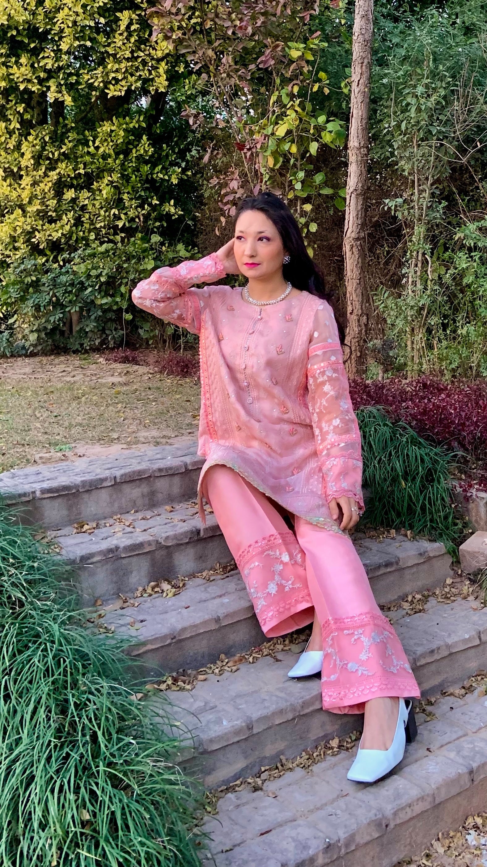 Rose Pink Shirt and Bootcut Trousers