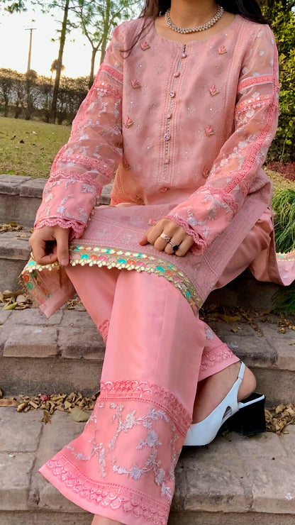 Rose Pink Shirt and Bootcut Trousers