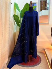 Blue Tissue Silk Embroidered Shirt with Dupatta | Sleeks by Ali Zain