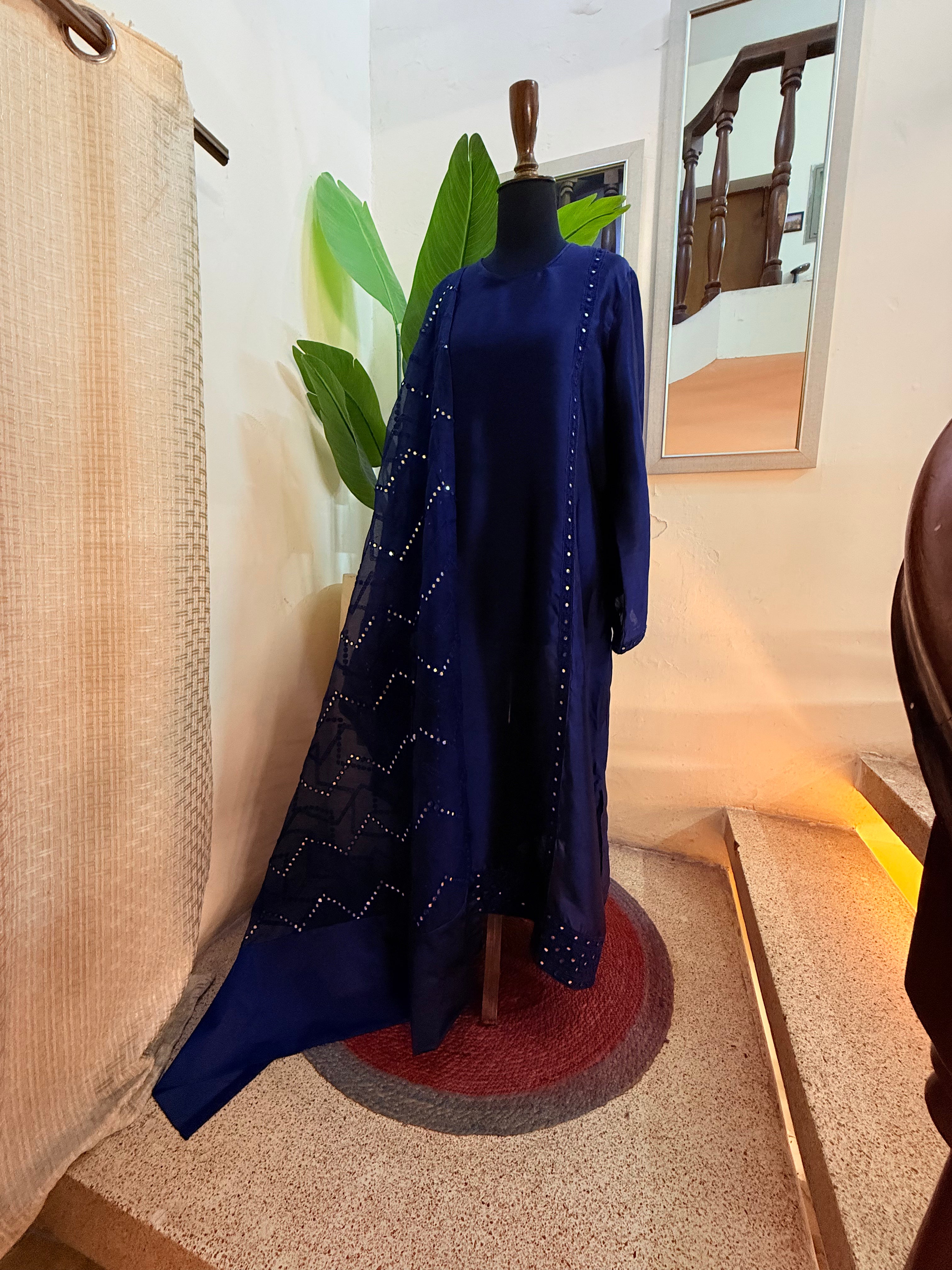 Blue Tissue Silk Embroidered Shirt with Dupatta | Sleeks by Ali Zain