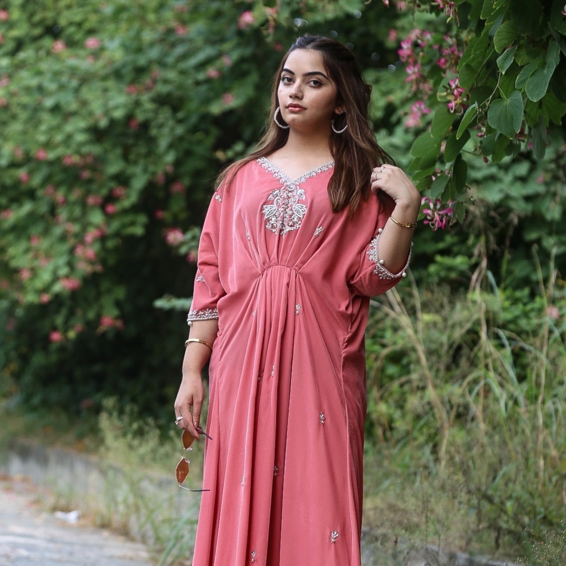 Pink- Velvet Kaftan.