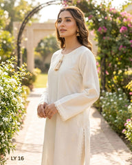 Light Yellow Embroidered Lawn Shirt | Designer Single Shirt Teeja Dhariwal