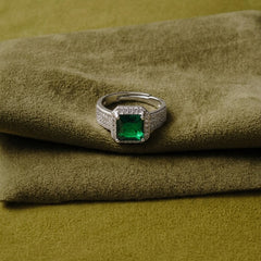 Paved Emerald Statement Ring [M]R089