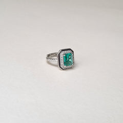 Emerald Octagon Zircon Ring [M]R090