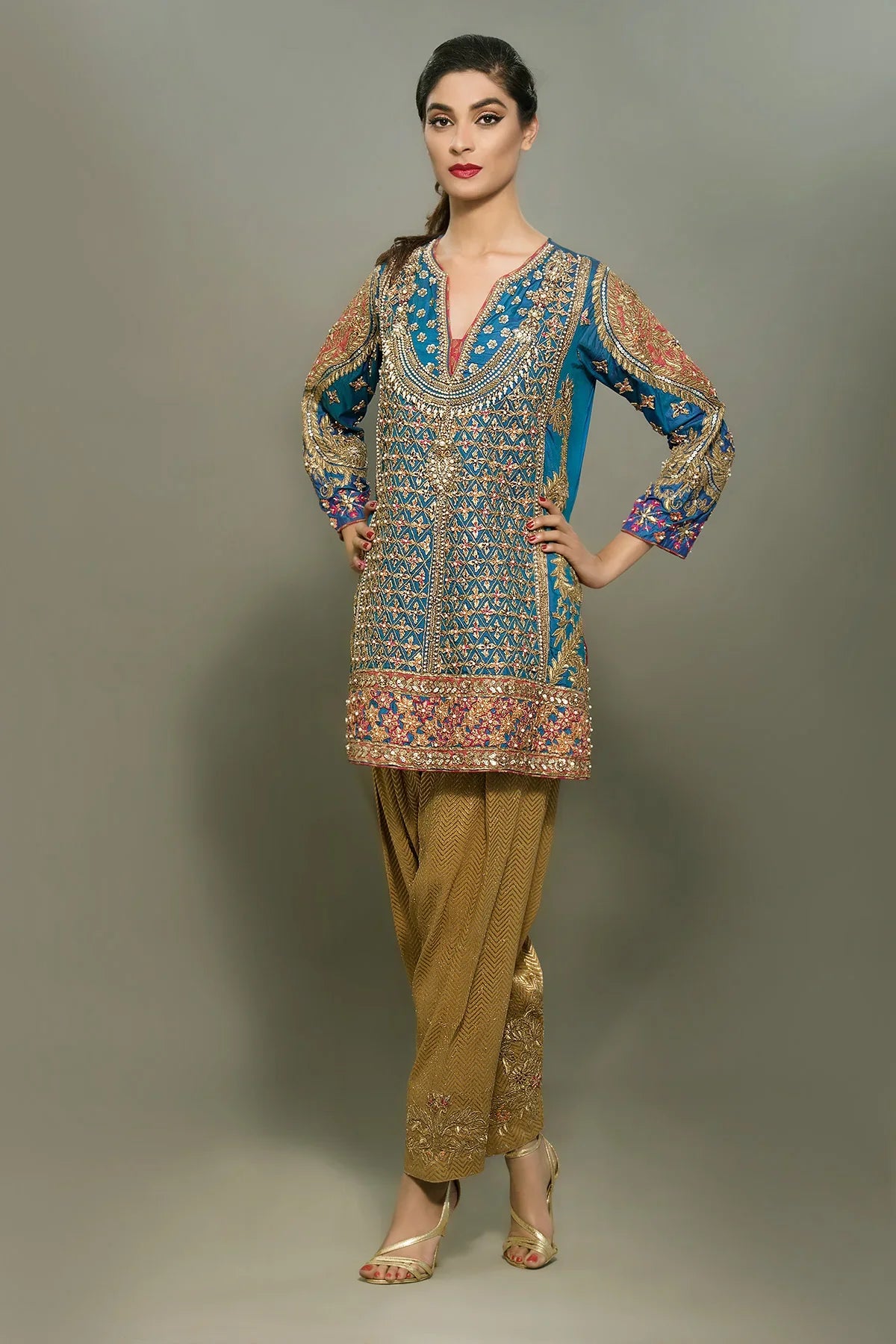 Blue Shirt With Shalwar - 2 PC