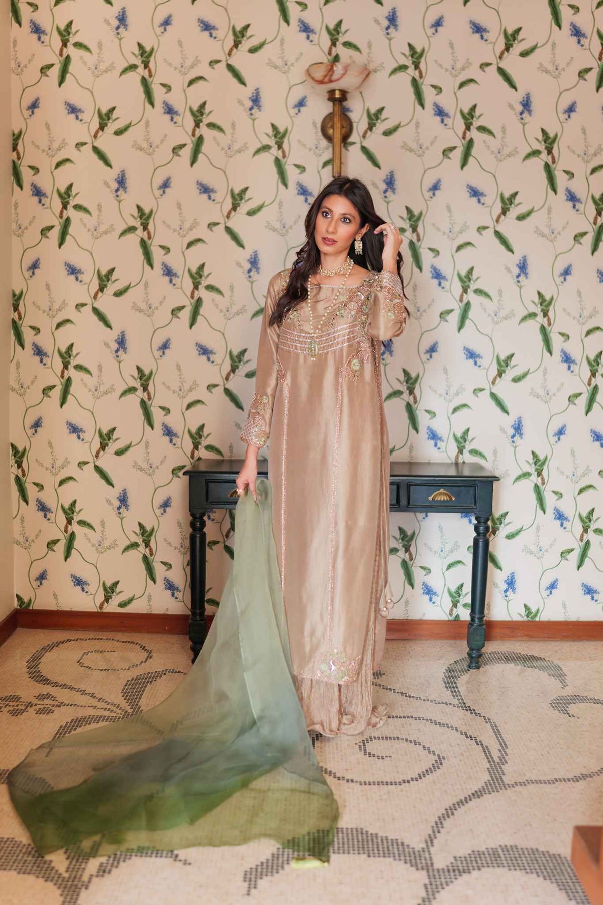 DUSTY BEIGE RAWSILK OUTFIT