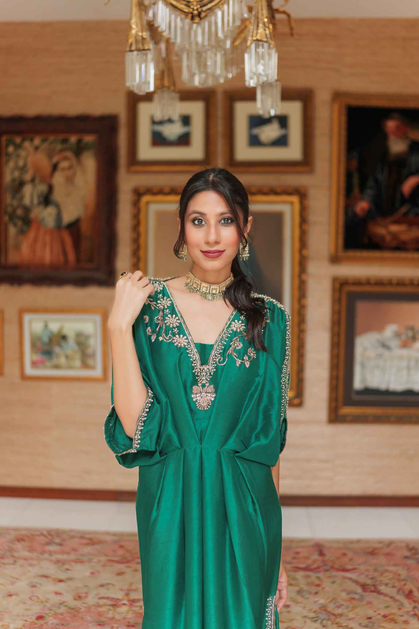 Emerald Green Kaftan .