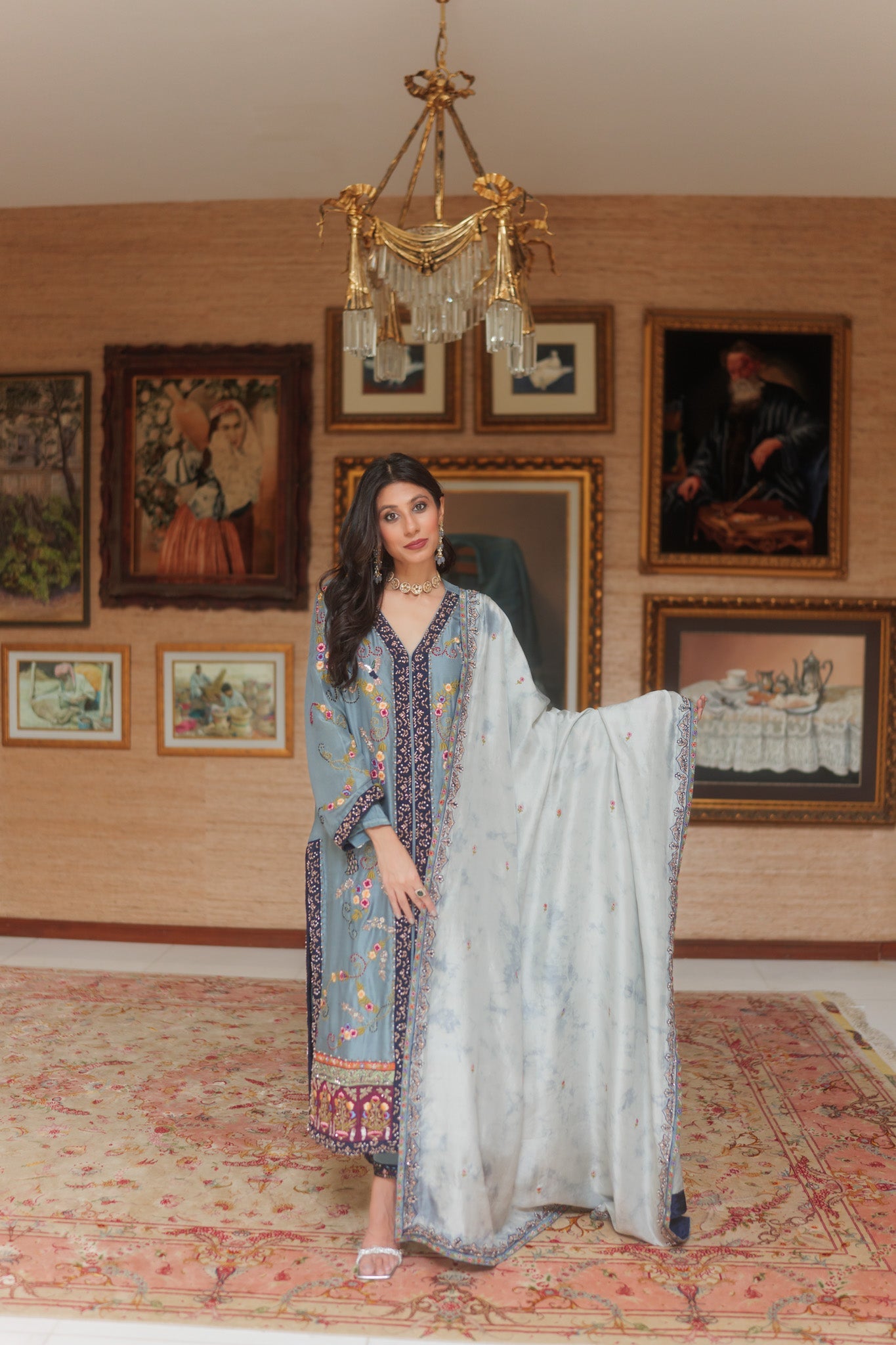 BLUEISH GREY GOWN OUTFIT