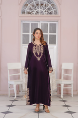 Plum Embroidered  Dress
