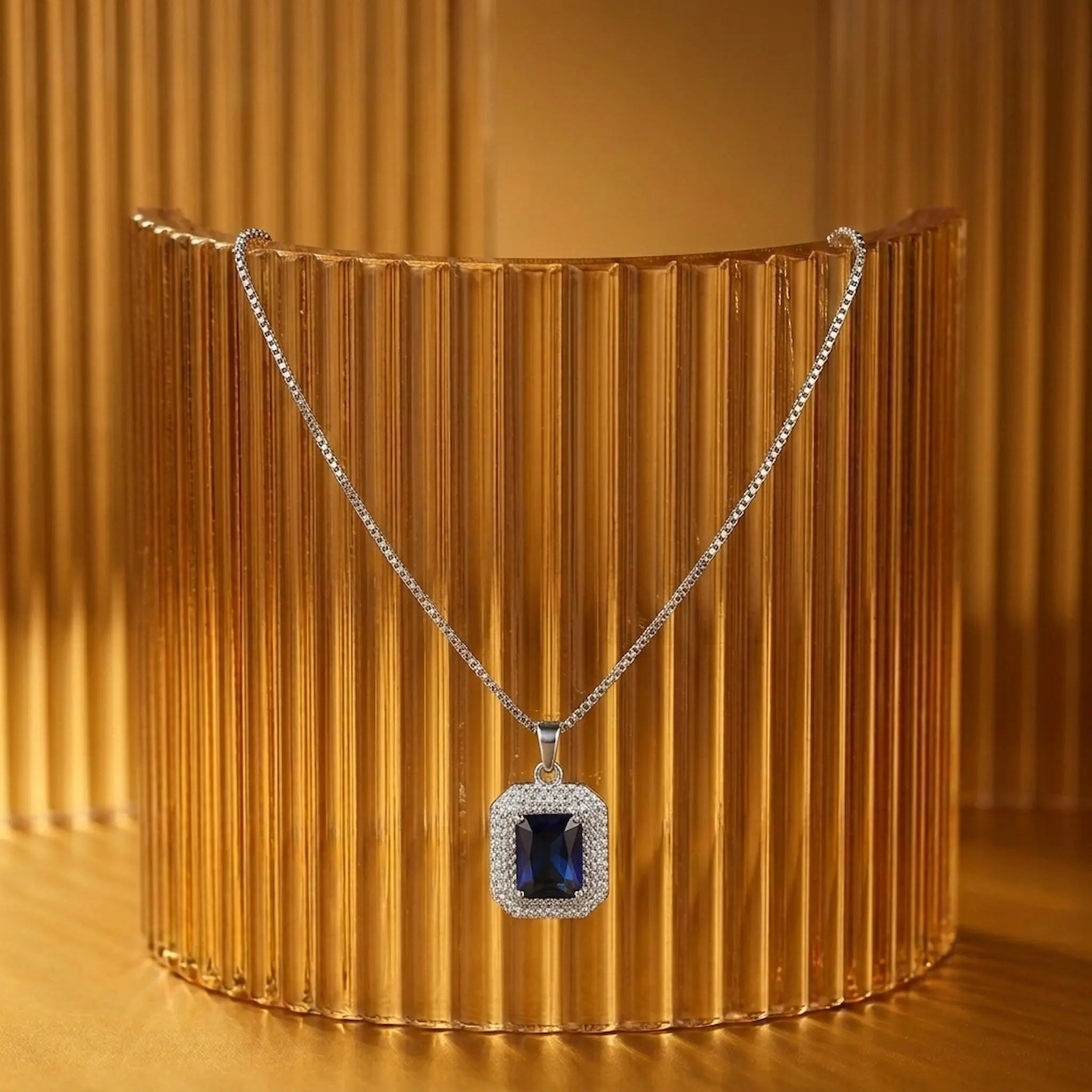Royal Blue Rectangle Necklace [S]N205