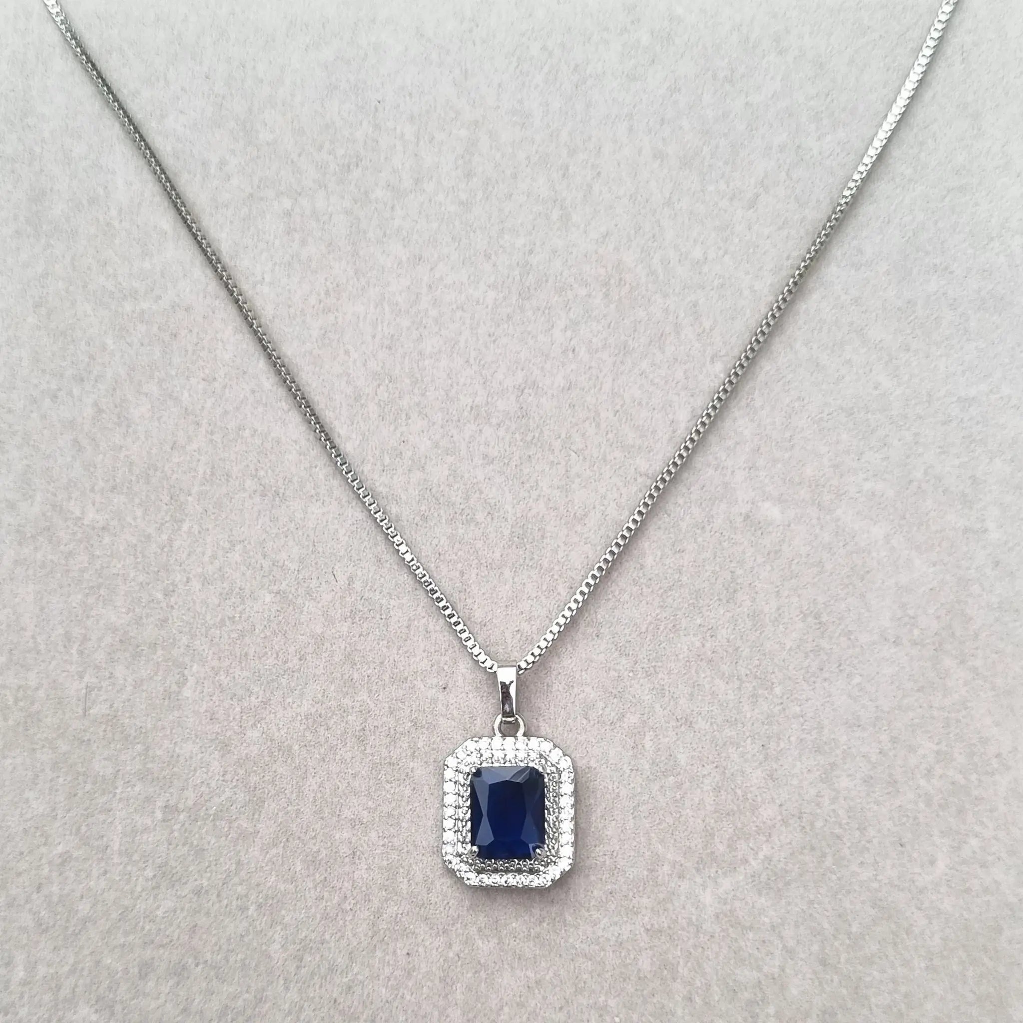 Royal Blue Rectangle Necklace [S]N205