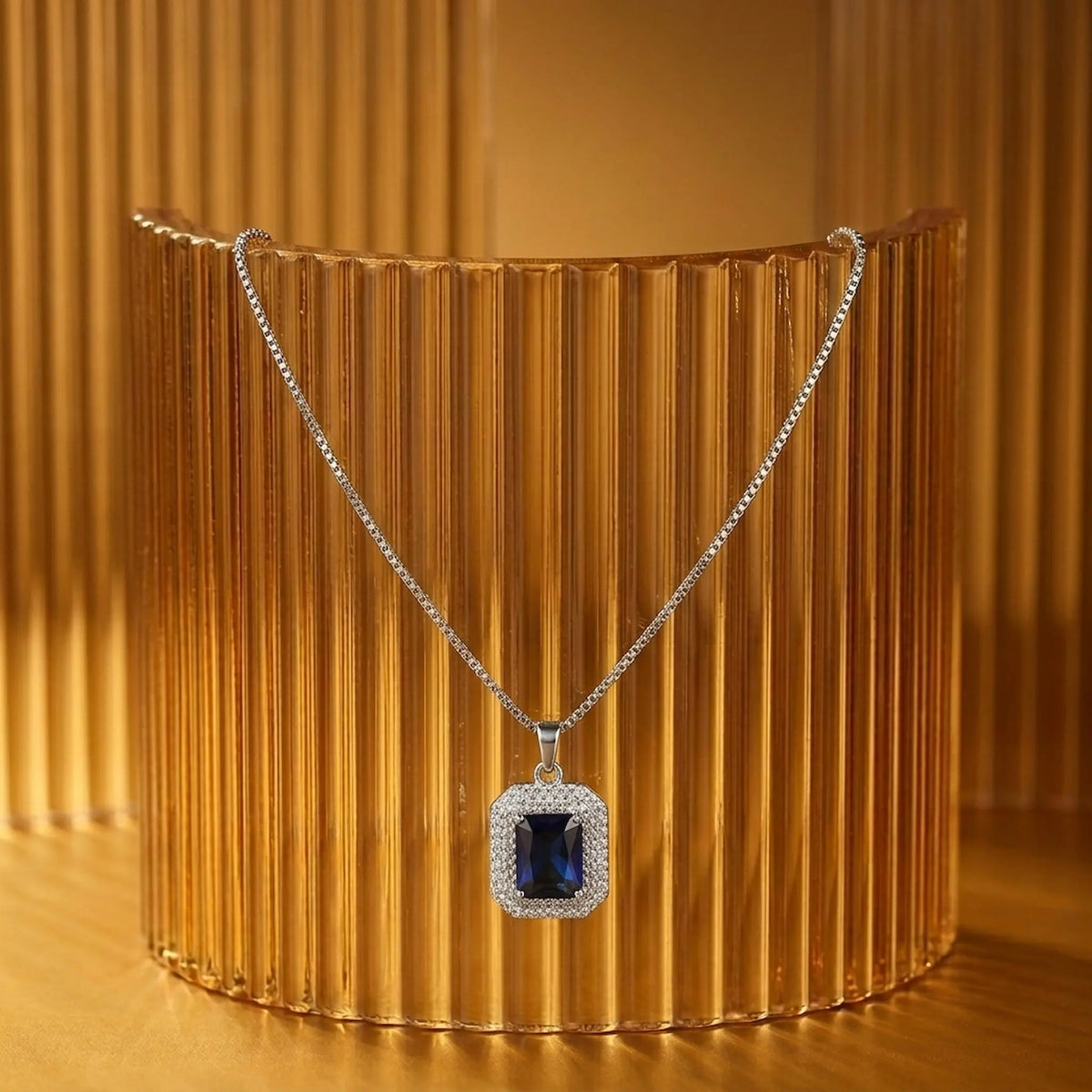 Royal Blue Rectangle Necklace [S]N205