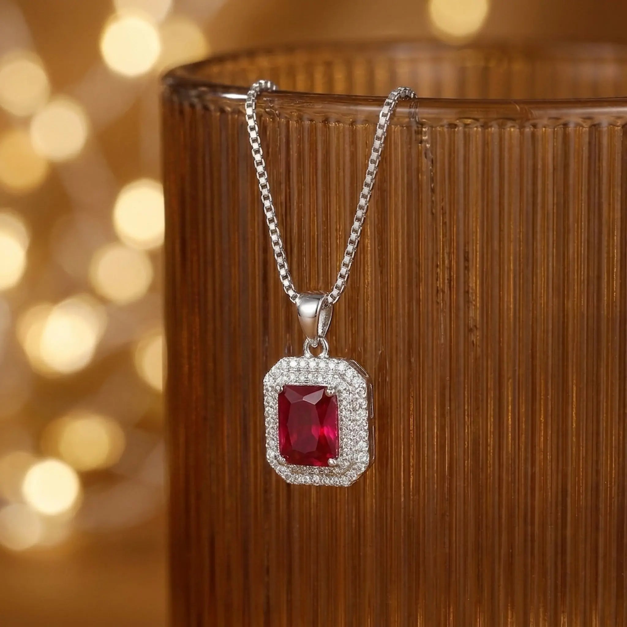 Royal Ruby Rectangle Necklace [S]N206