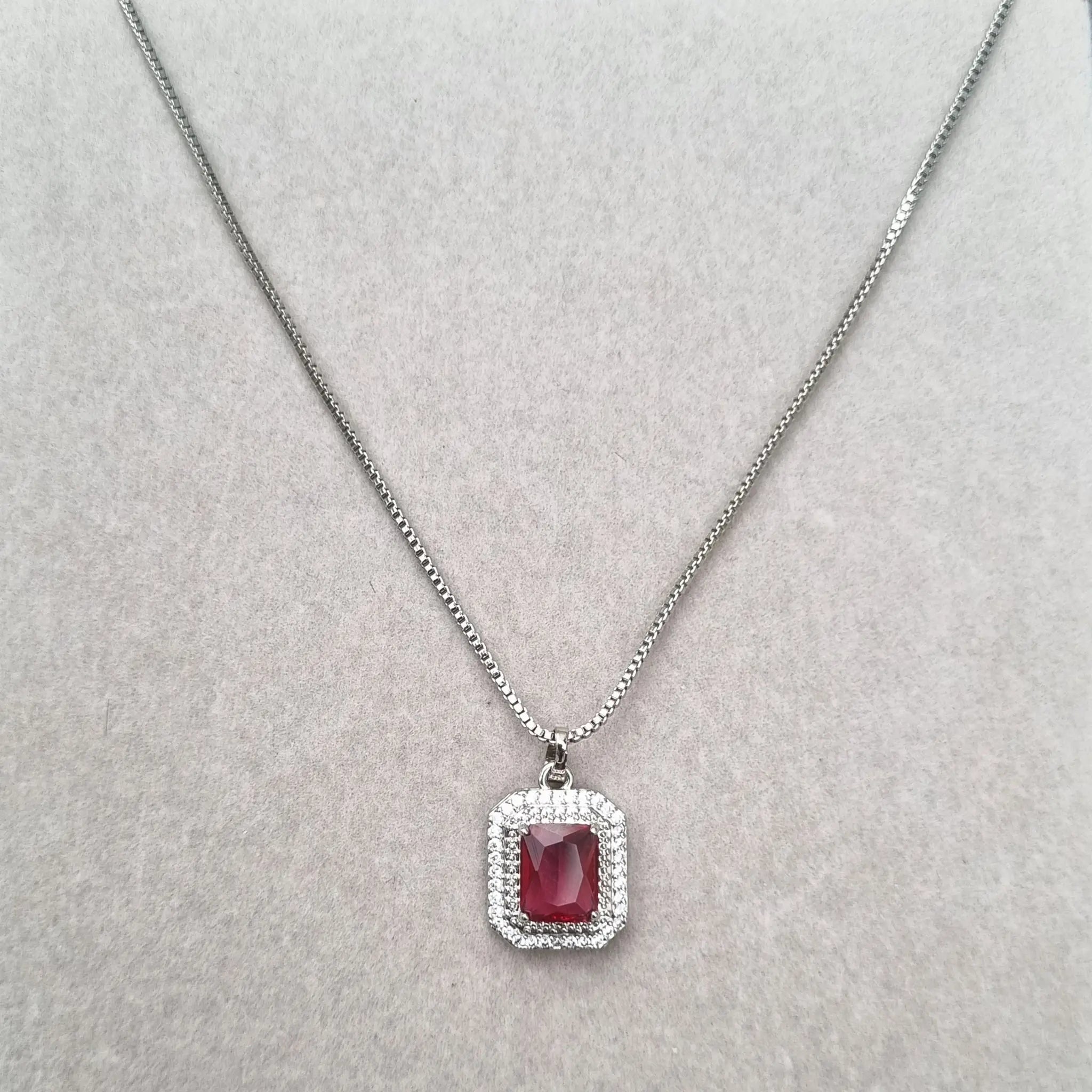 Royal Ruby Rectangle Necklace [S]N206