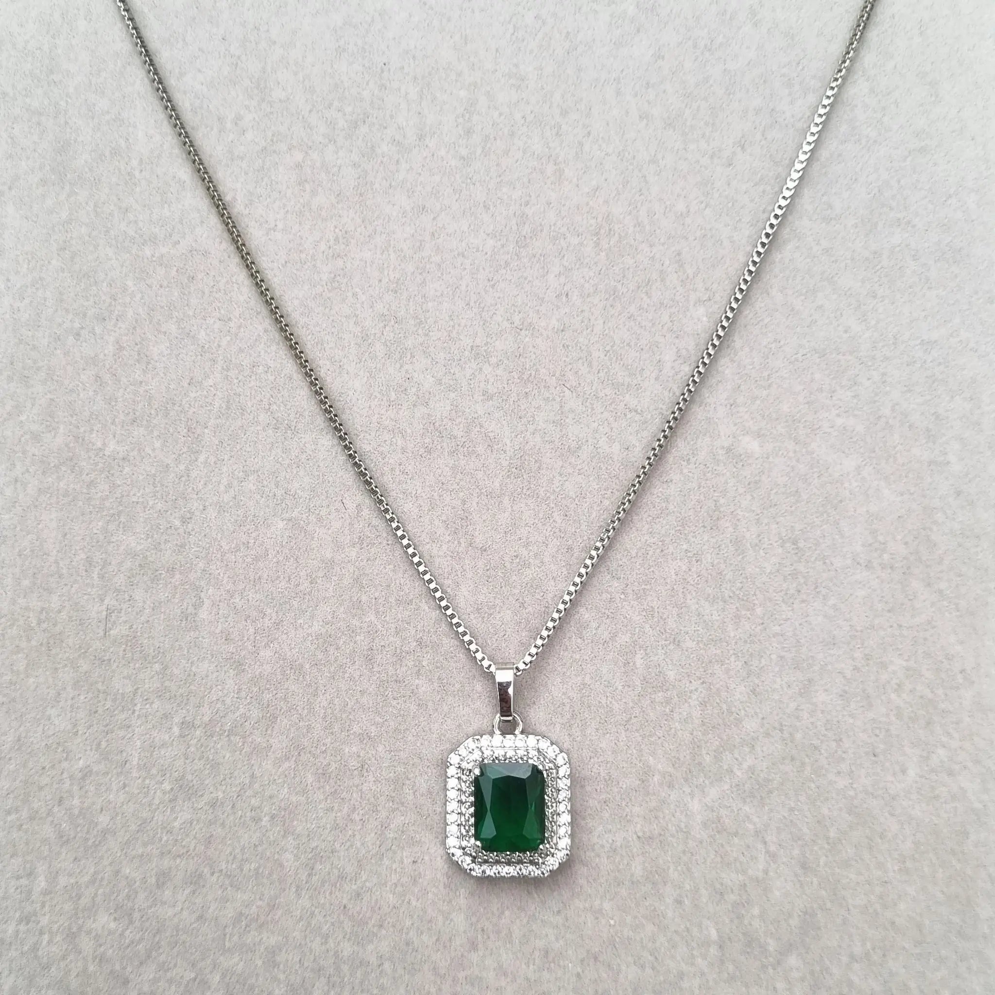 Royal Green Rectangle Necklace [S]N207