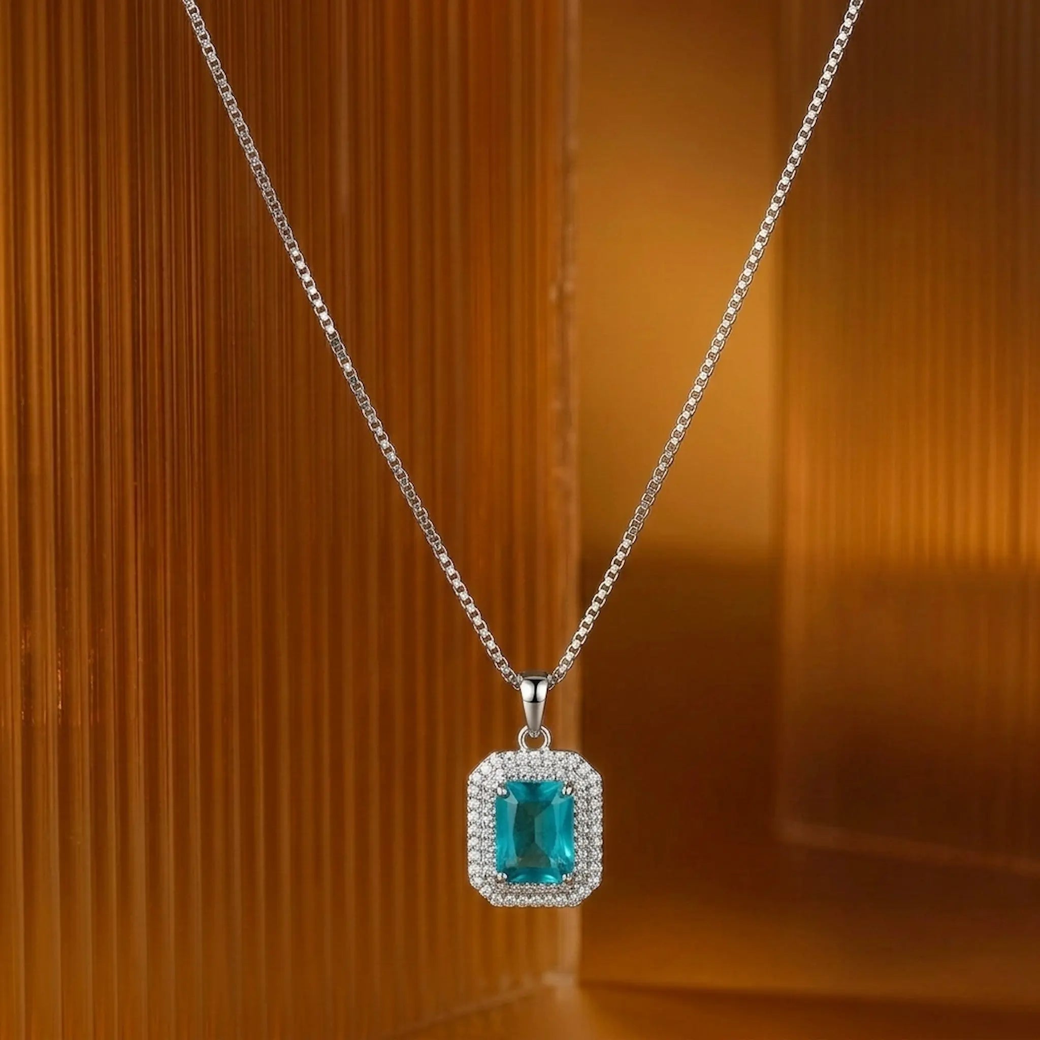 Royal Aqua Rectangle Necklace [S]N208