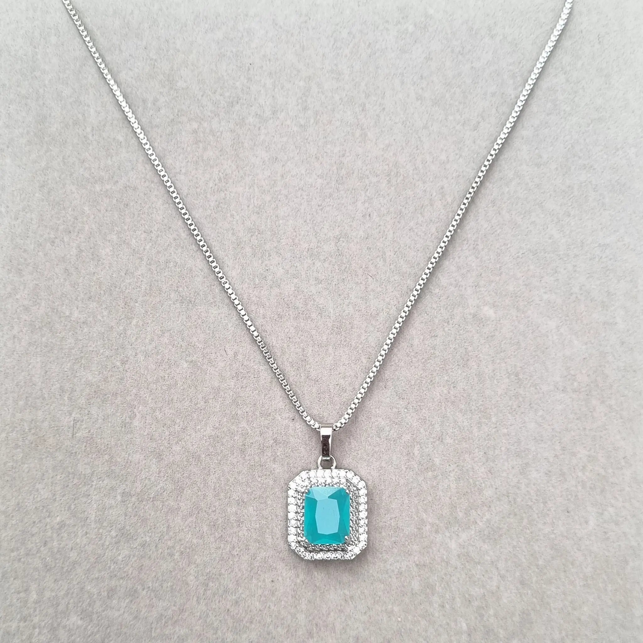Royal Aqua Rectangle Necklace [S]N208