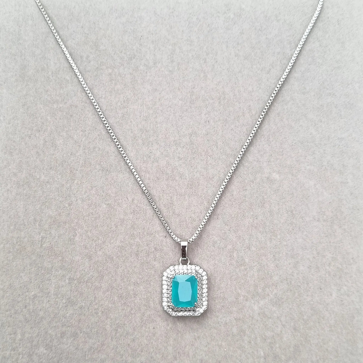 Royal Aqua Rectangle Necklace [S]N208