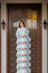 Powder Blue Cotton Resham Pashwas 2pc