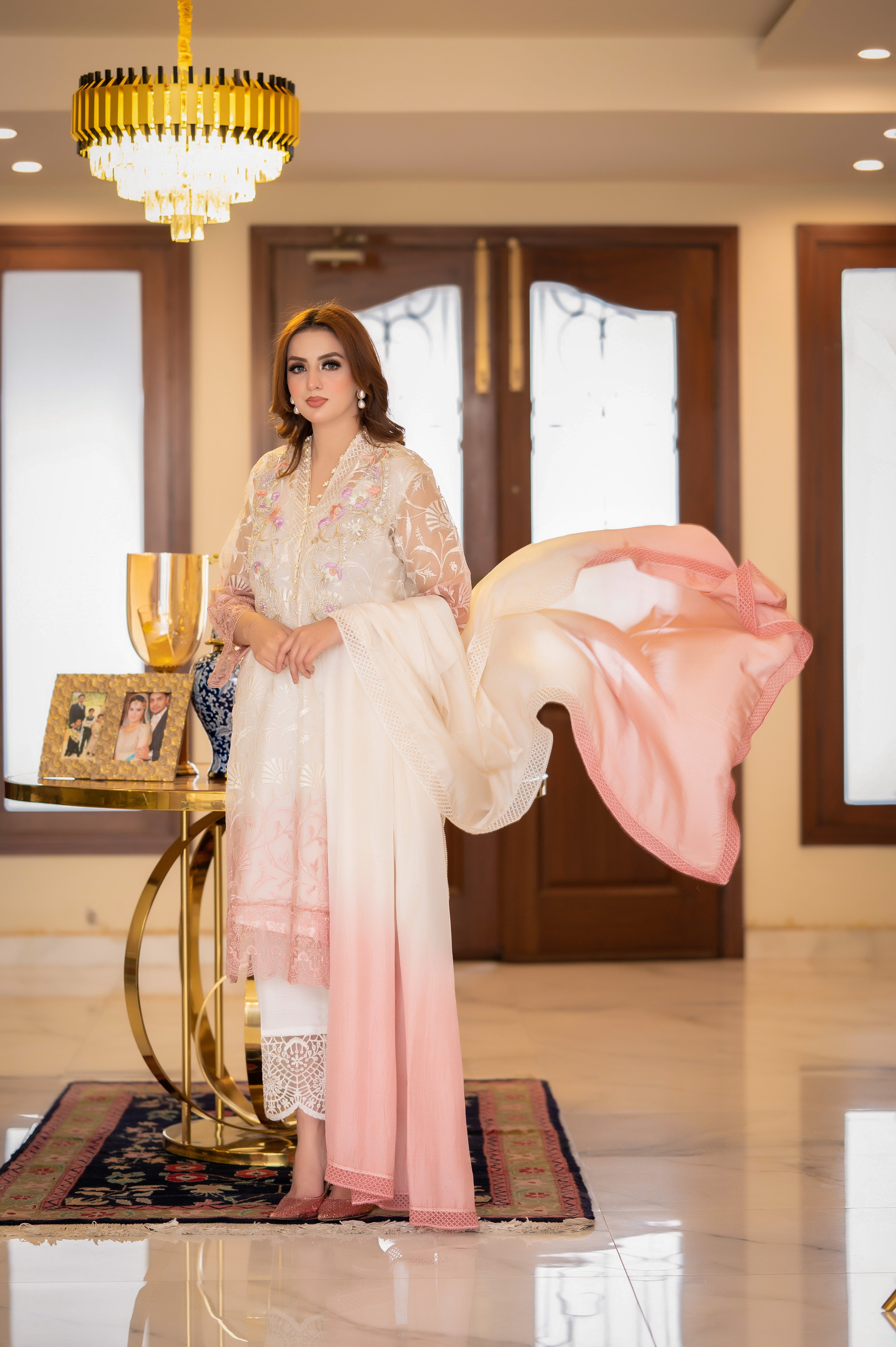 WHITE AND PINK ORGANZA OUTFIT