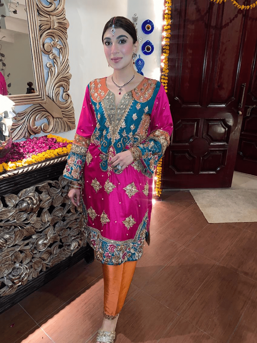 Two Piece Outfit Shocking Pink Kataan Silk Shirt