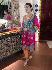 Two Piece Outfit Shocking Pink Kataan Silk Shirt