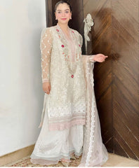White Embroidered Organza Outfit