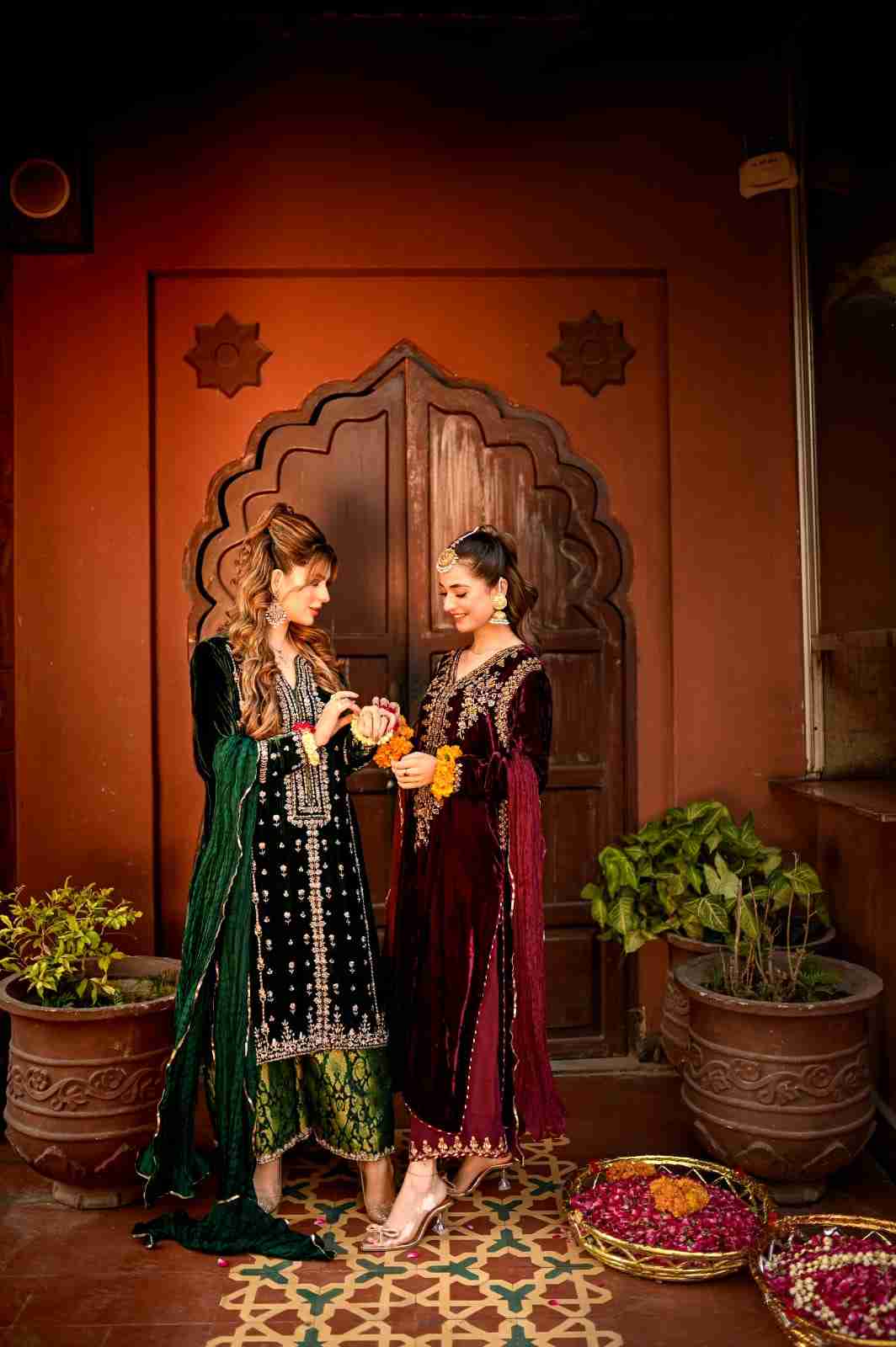 MAROON VELVET OUTFIT