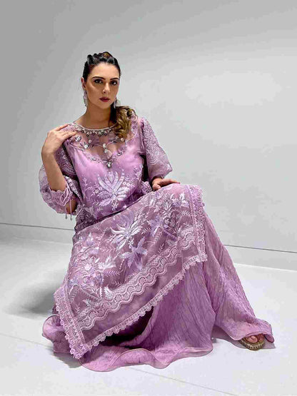 LILAC ORGANZA EMBRIODERED OUTFIT