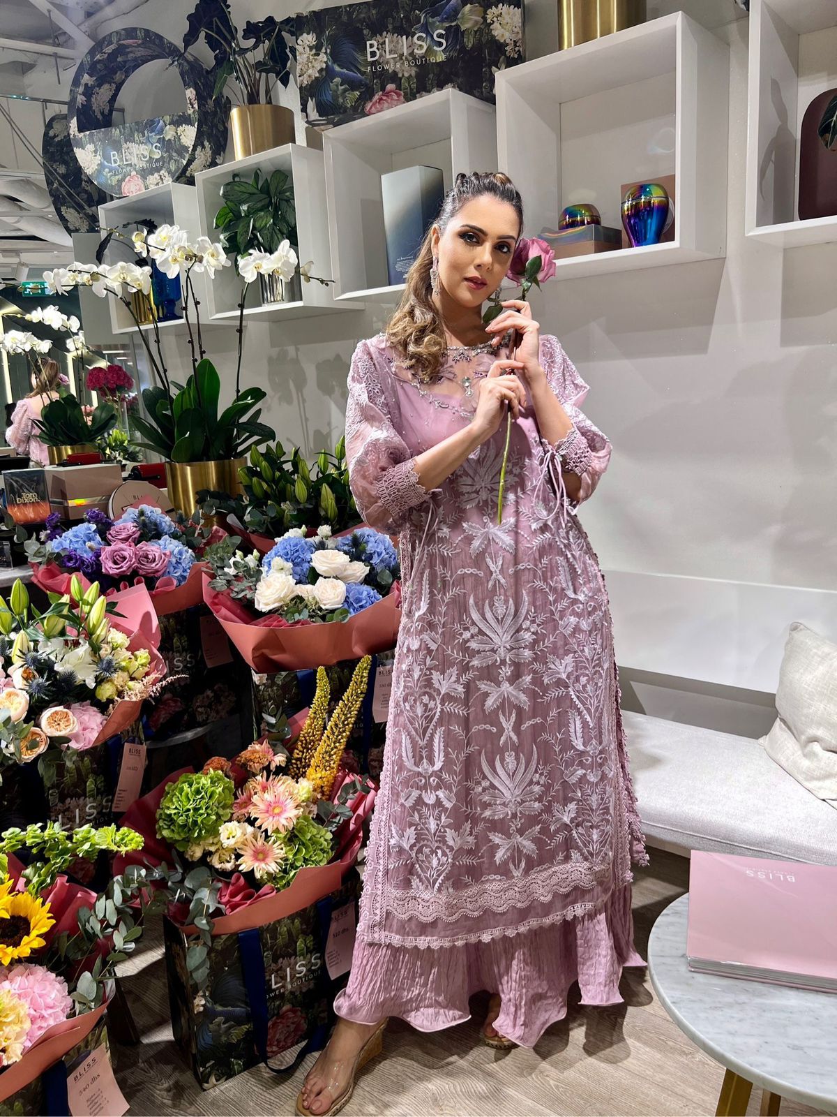 LILAC ORGANZA EMBRIODERED OUTFIT