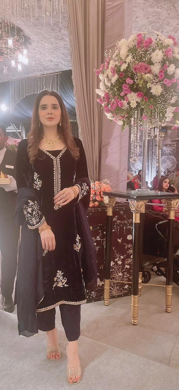 NAVY BLUE VELVET OUTFIT: 3PC