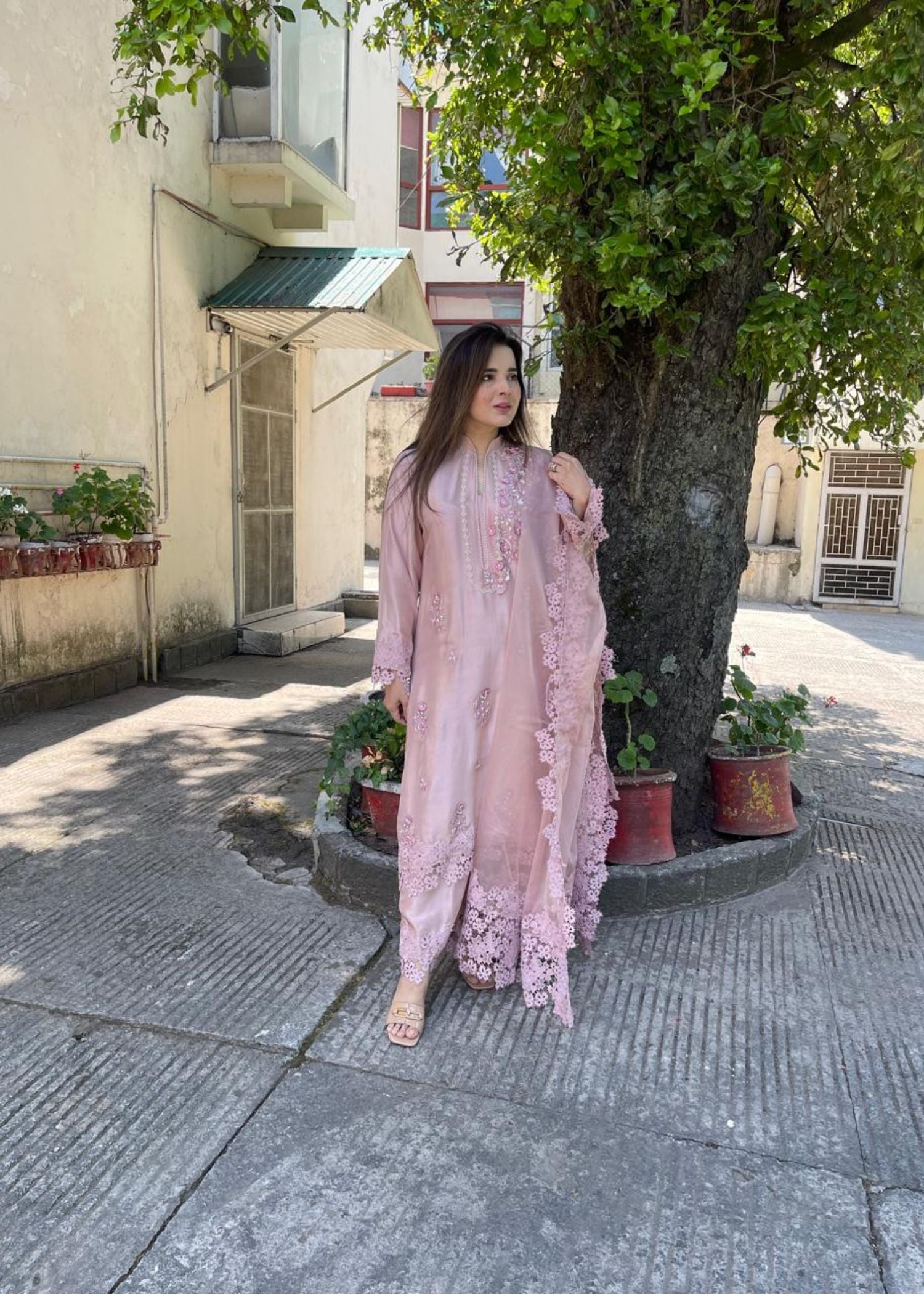 Pink Pearl Raw Silk Outfit