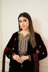 Maroon Velvet Outfit