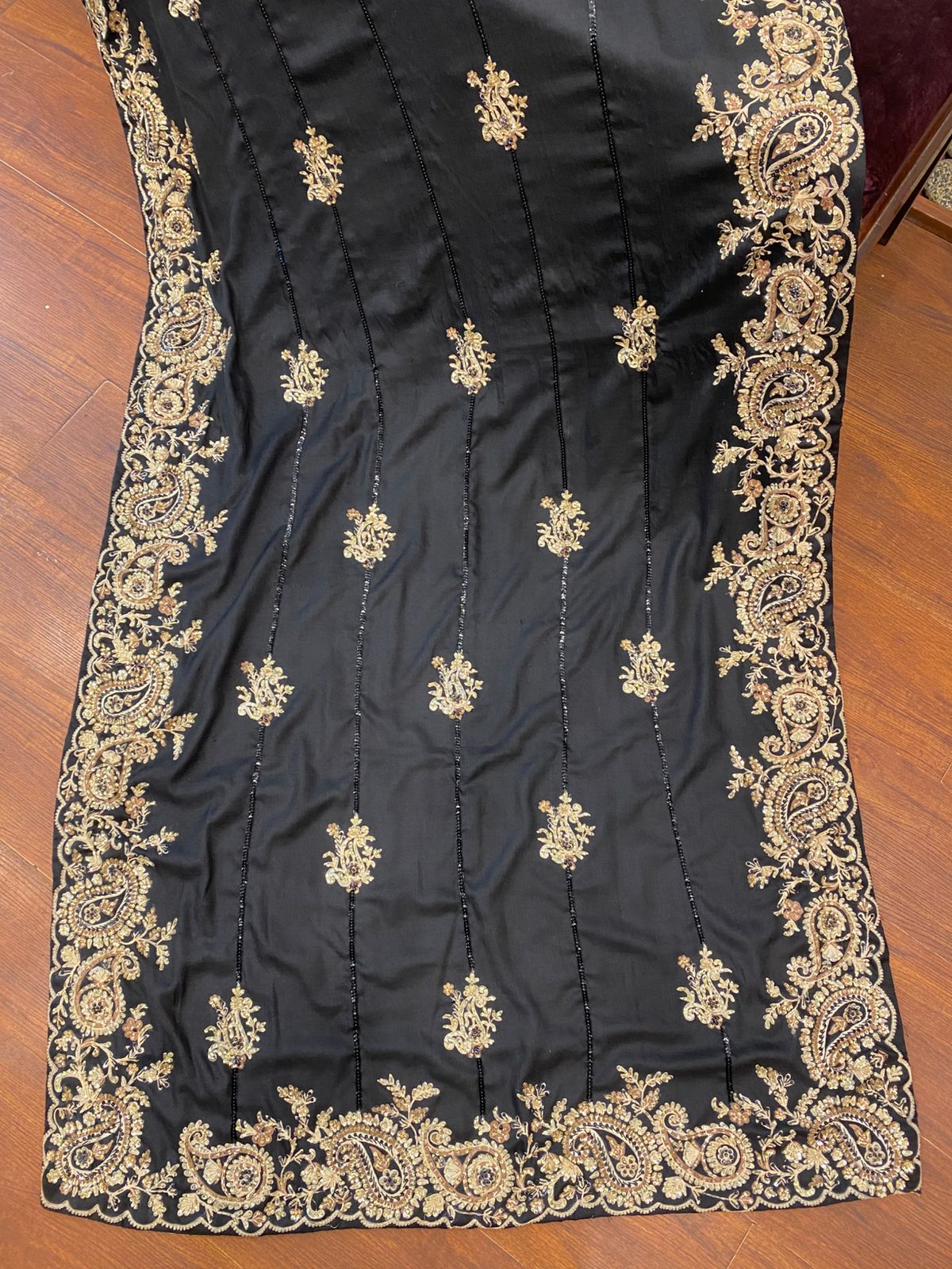 black shawl with cutwork