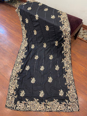 black shawl with cutwork