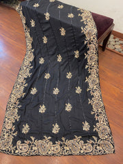 black shawl with cutwork