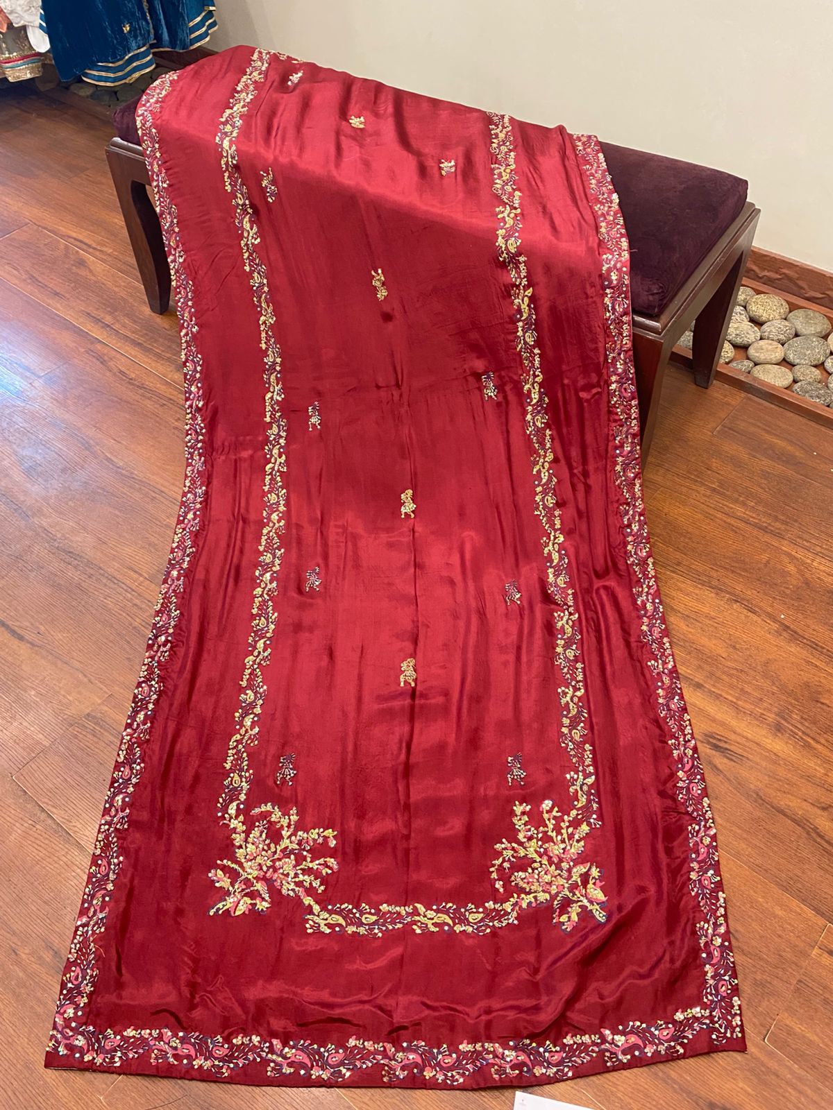 Maroon silk shawl