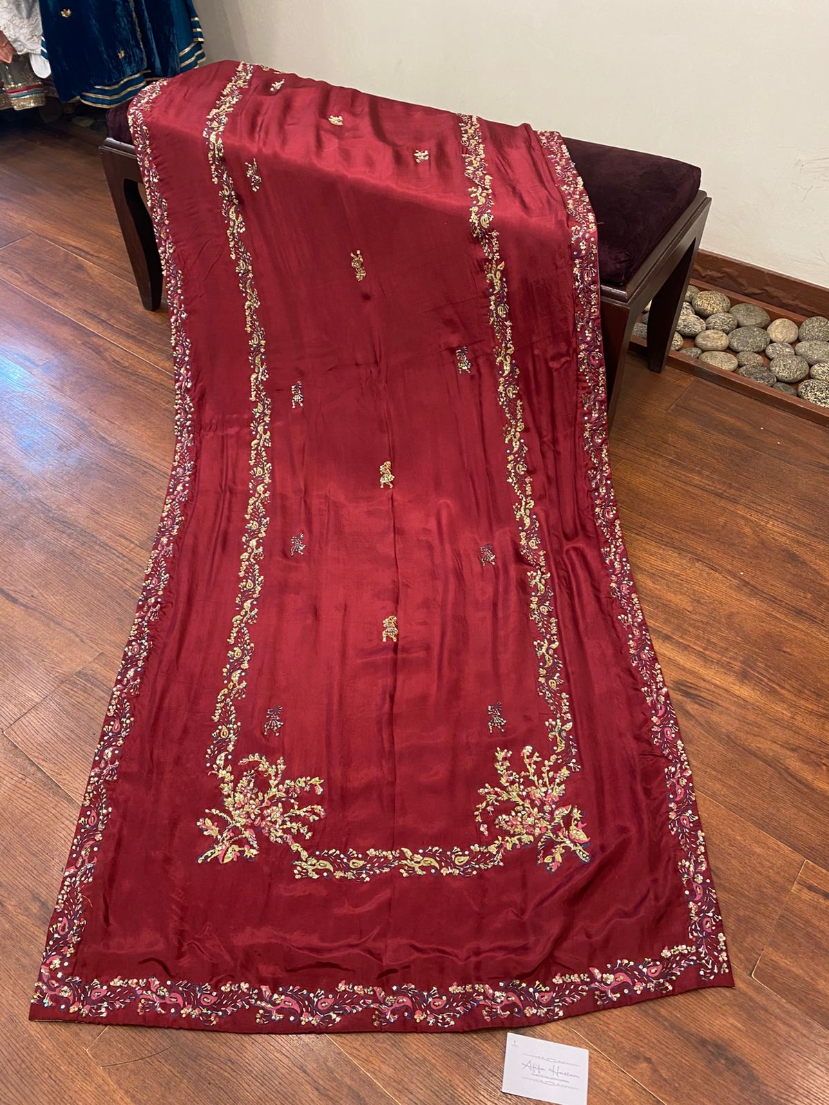 Maroon silk shawl