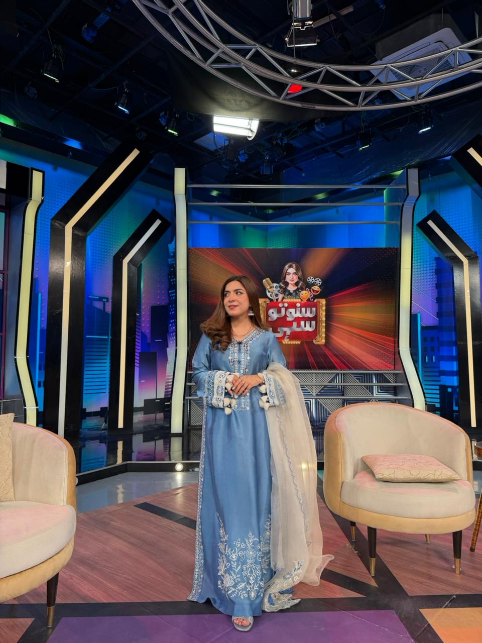 Minal – Blue Shisha Silk Tassel Kaftan | Muntaha By Shanzay Fahad