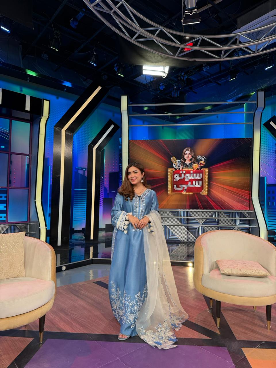 Minal – Blue Shisha Silk Tassel Kaftan | Muntaha By Shanzay Fahad