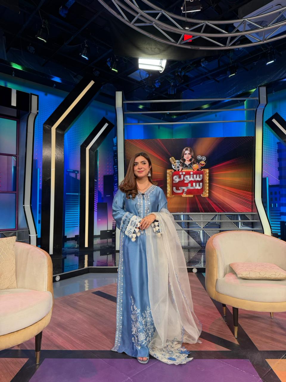 Minal – Blue Shisha Silk Tassel Kaftan | Muntaha By Shanzay Fahad